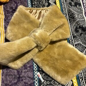 Accessorize Kids Faux Fur Scarf in Tan